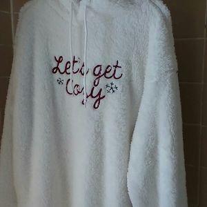 NWT Let's Get Cozy white furry hoodie